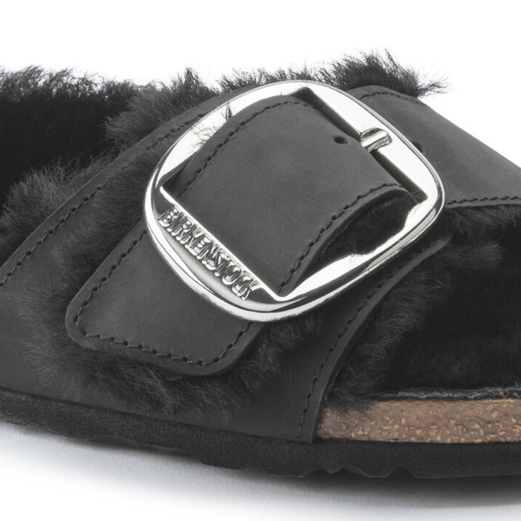 BIRKENSTOCK x Free People Madrid Big Buckle 6 & 9 Black Suede Genuine Shearling - Picture 6 of 14